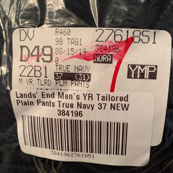 NWT LANDS' END MEN'S YEAR'ROUNDER TAILORED FIT PLAIN FRONT  PANTS TRUE NAVY 37 - Picture 8 of 9